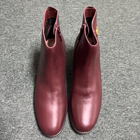 Cole Haan Holis Buckle Bootie Womens Size 11 B Burgundy Leather Ankle Boots NWT - Picture 3 of 8